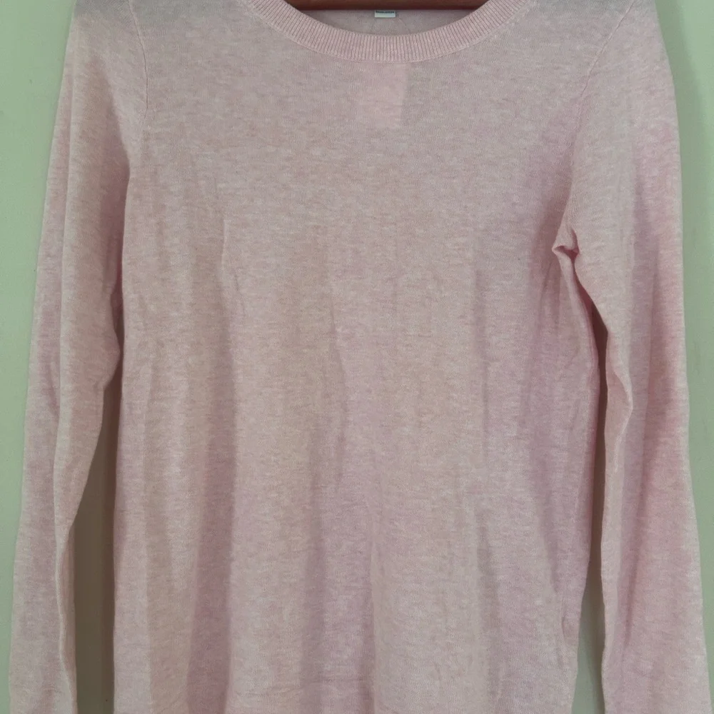 J. Crew Pink Crewneck Sweater with Ribbed Trim
